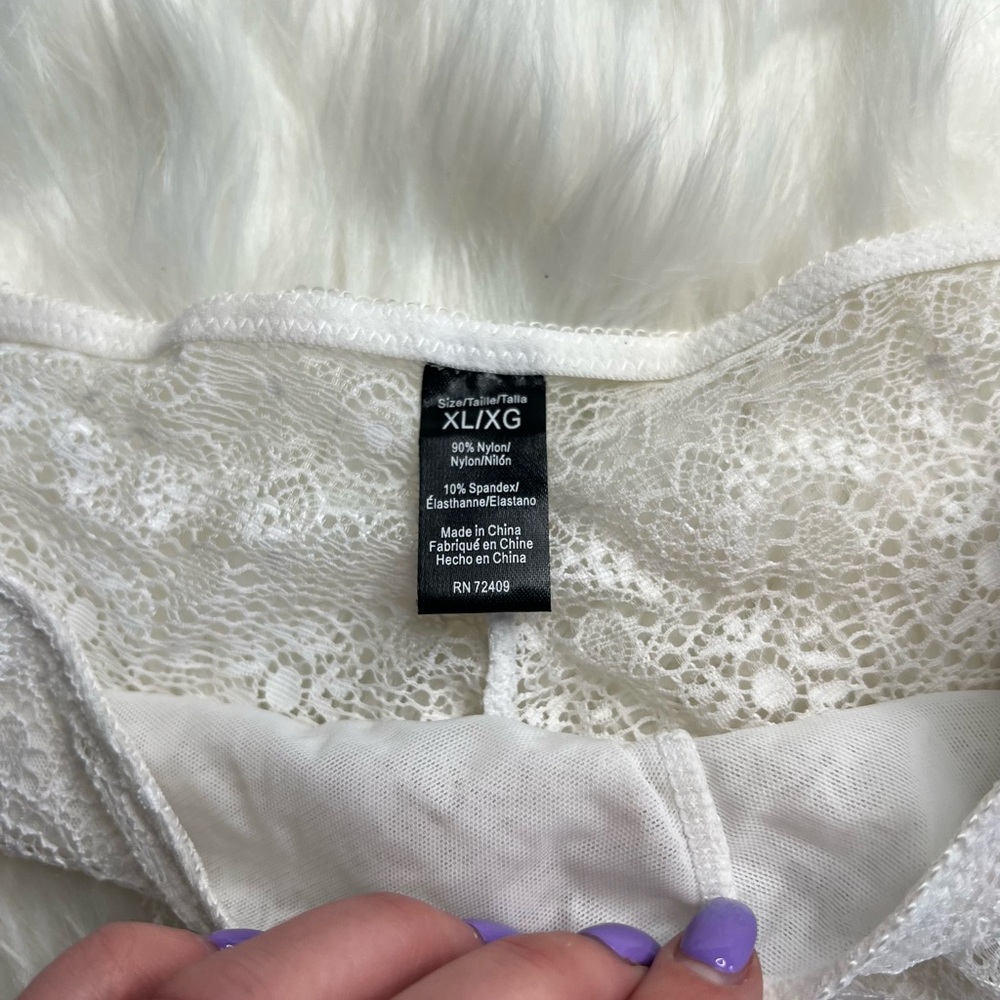 NWT Rene Rofe White Lace Thone Size XL - Picture 3 of 4